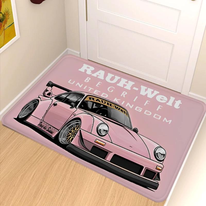 VIKAMA Car Pattern Printed Floor Mat - Durable And Stain-Resistant, Perfect For Entrance Hall Door Mats And Home Decoration 60X90CM