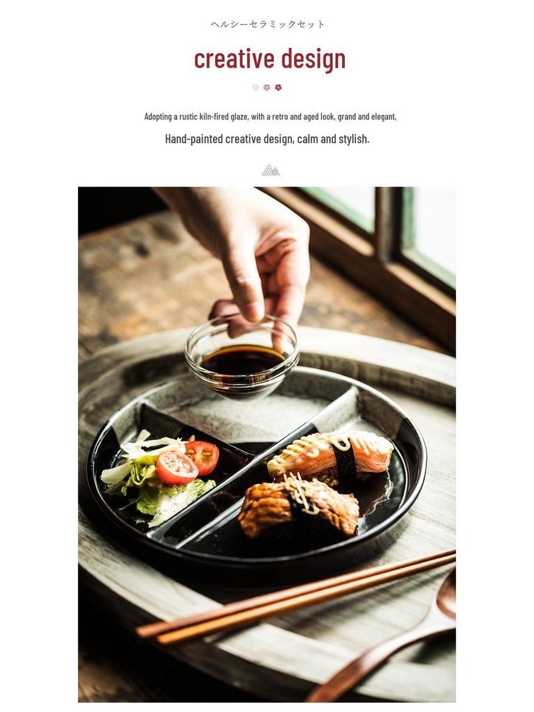 Creative Three-Compartment Ceramic Plate: Ideal for Single-Serving, Portion-Controlled Meals