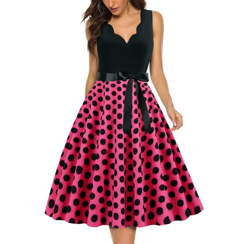 JPNTKY Moda Estiva Primaverile Senza Maniche Scollo a V Abiti Casual