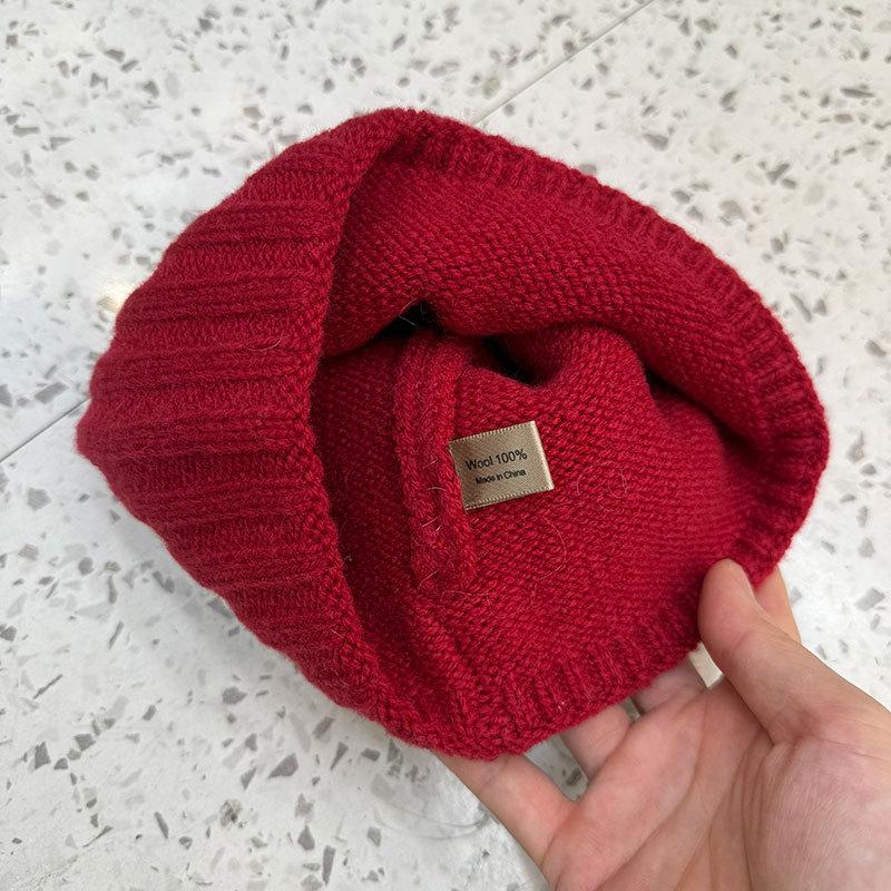 Wool hat women's autumn and winter big head circumference to keep warm and show a small face% pure wool casual dome shopping knitted hat cold hat