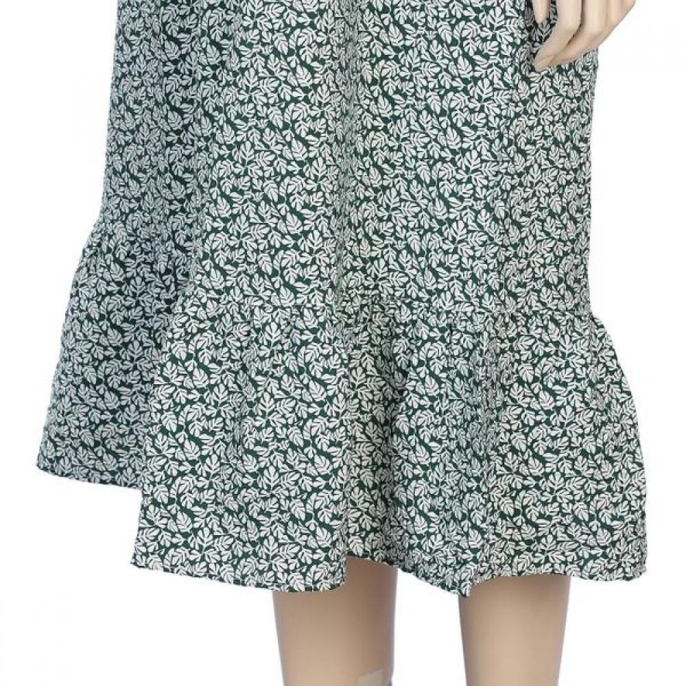 BARBARA Women S Green Leaf Rayon Homewear dreSS Agw4621l