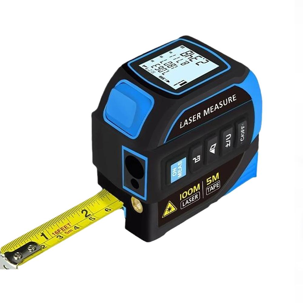 Portable Laser Tape Measure 4 In 1 Digital Tape Measure High Precision Laser Rangefinder Steel Tape Measure High Elasticity Tool