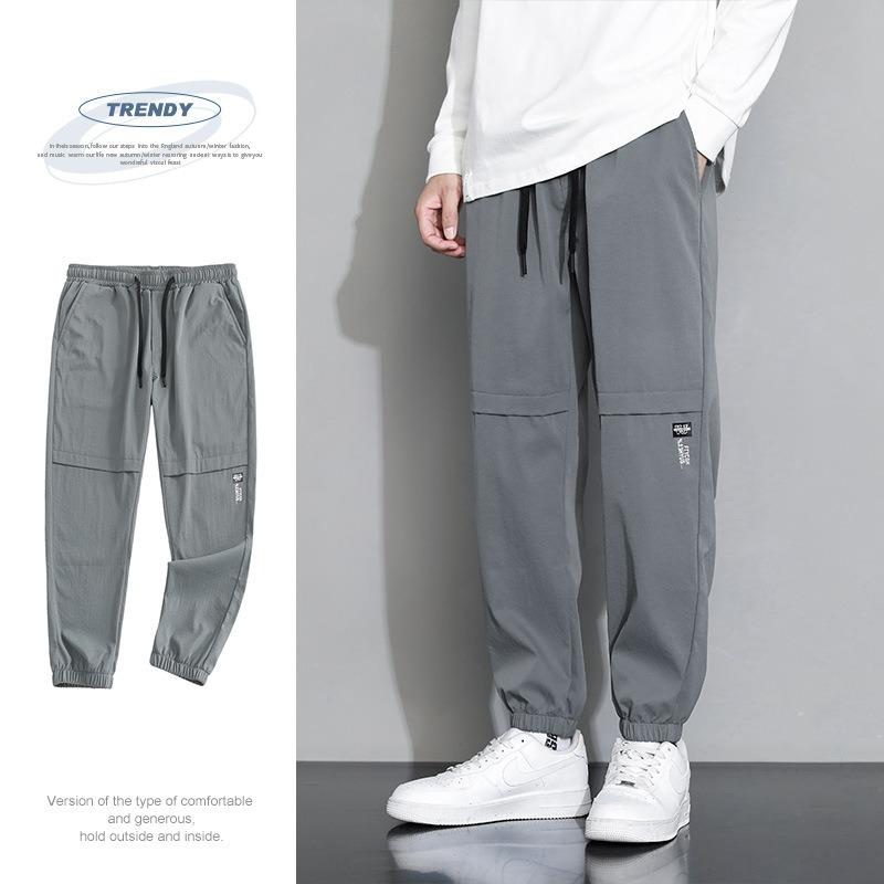 Summer New Men's Sports Casual Pants Solid Color Versatile Loose Tie Men's Sweatpants Youth Overalls Boys