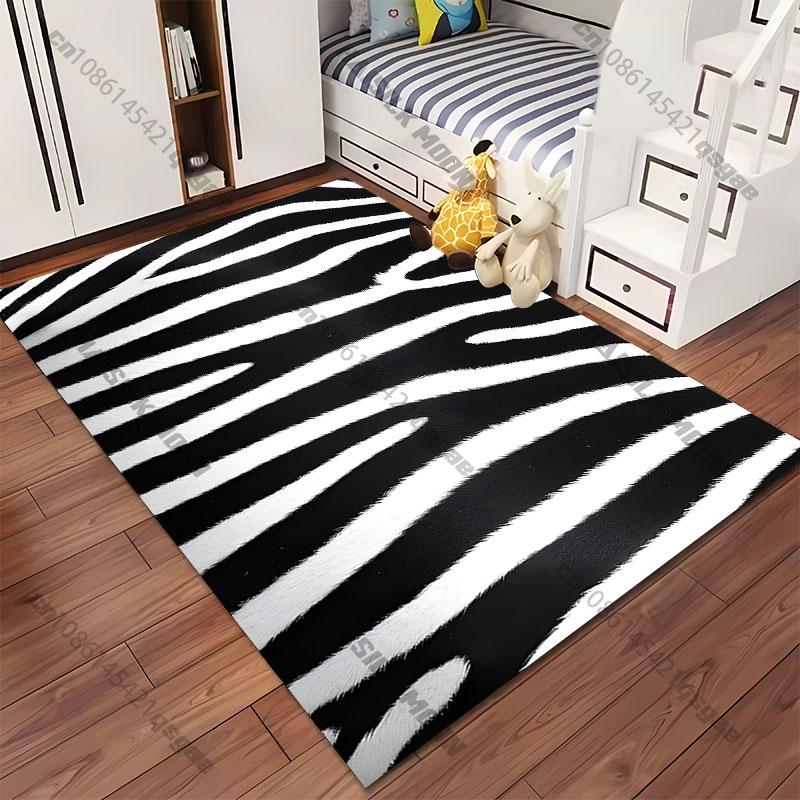 Zebra stripes black white carpet Yoga living room room decor children's crawling mat doormat area rug games mat