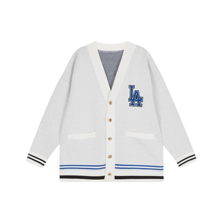 MLB X Disney Knitwear Unisex White V neck Moderate Cardigan 31KTK1011-07I L