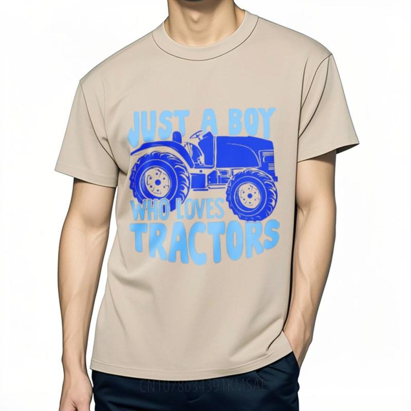 Short Sleeve Shirt Soft Boys Crew Neck Tshirt Unisex Just A Boy Who Loves Tractors Hiphop For Him Tees Soft Cotton Tee