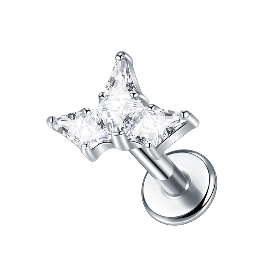 1Pc G23 Titanium Cz Crystal Ear Cartilage Tragus Helix Daith Piercing Internal Thread Lip Stud Labret Piercing Body Jewelry 16G