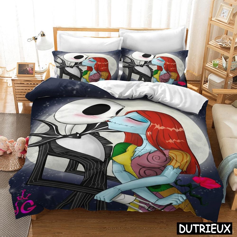 The Nightmare Before Christmas Duvet Cover Set 3D Cartoon Printed Bedding Set Queen King Size Comforter Cover Pillowcase Set