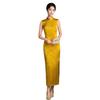 New Chinese style yellow jacquard Hong Kong style sleeveless cheongsam 1011 summer new improved and thin young daily wear