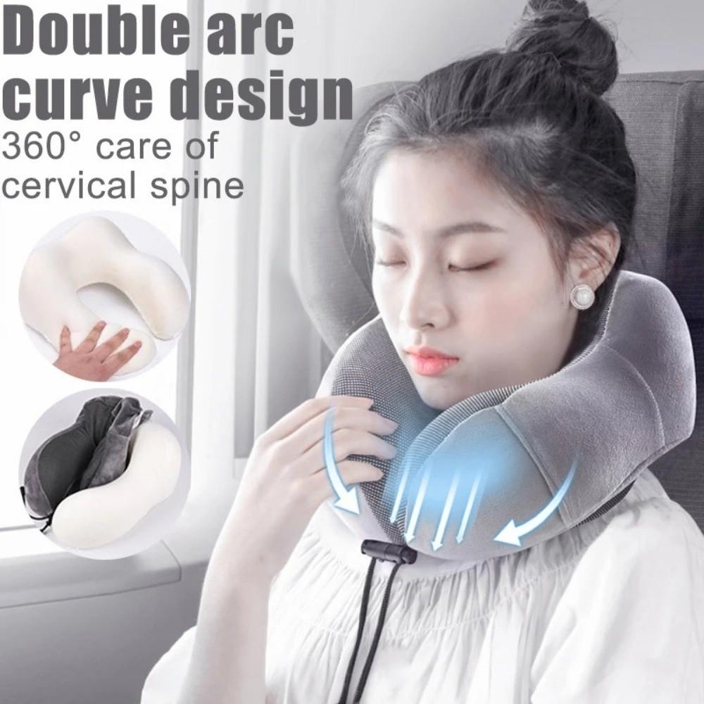 Lightweight U Shaped Neck Pillow with Storage Bag Airplane Neckrest Pad  Head Neck Support