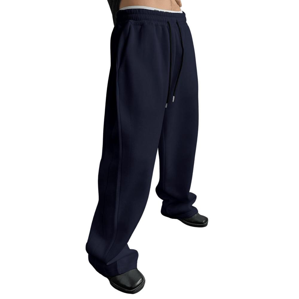 Men's wide leg sweatpants waist drawstring pants straight leg loose pants casual pants Mountaineering pants Jogger