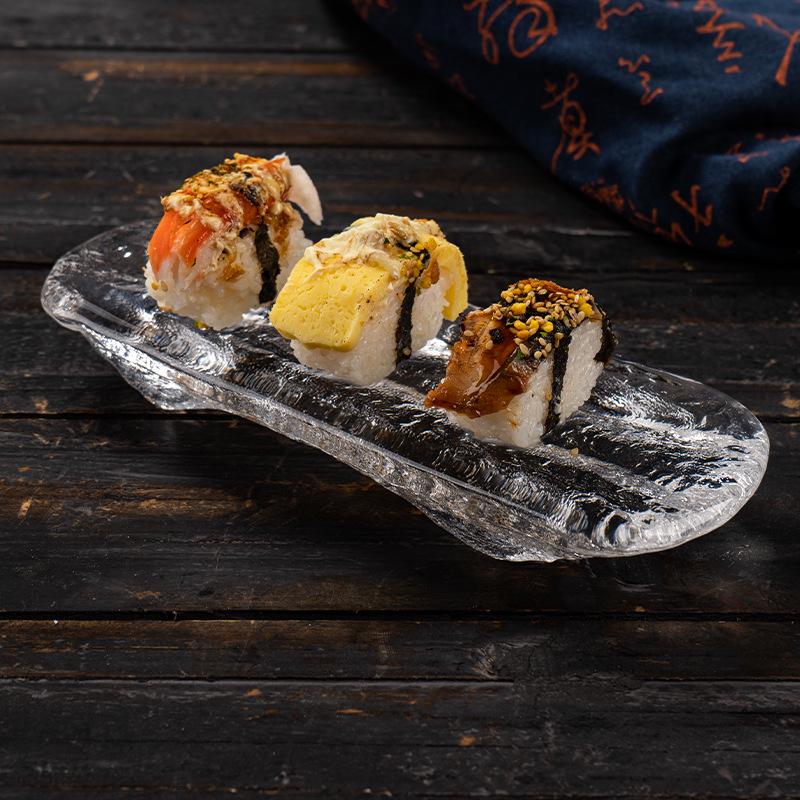 Sushi & Dessert Glass Plate - Rectangular INS Style for Home and Hotel Use