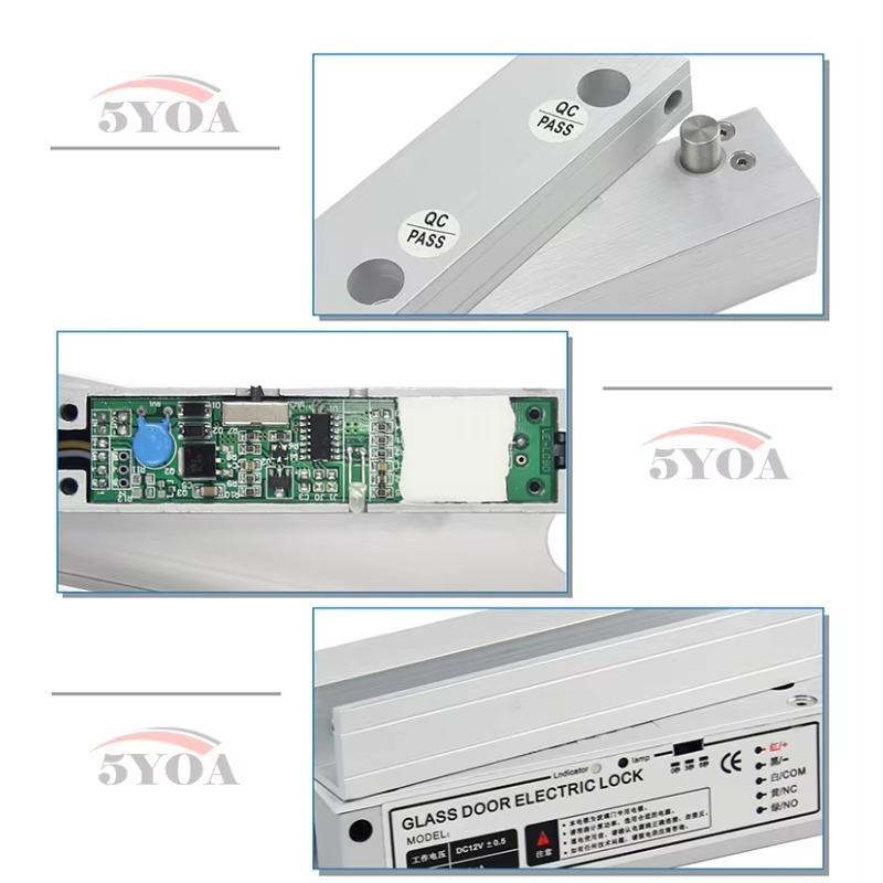 5YOA Electric Drop Bolt Lock Security for Fully Frame Less Glass Door Electronic Access Control System Kit