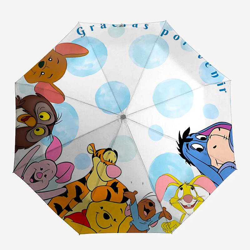 Winnie-the-Pooh, Friends Automatic Opening and Closing Umbrella, Compact Travel Umbrella, Lightweight and Portable, Suitable for Beach Commu