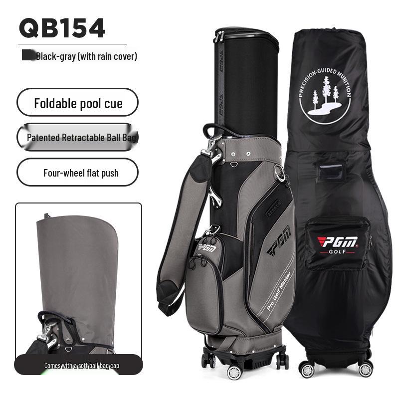 PGM Telescopic Hard Shell Golf Bag with Four-Wheel Push and Inverted Club Storage for Men and Women, Airline Check-in Ready.