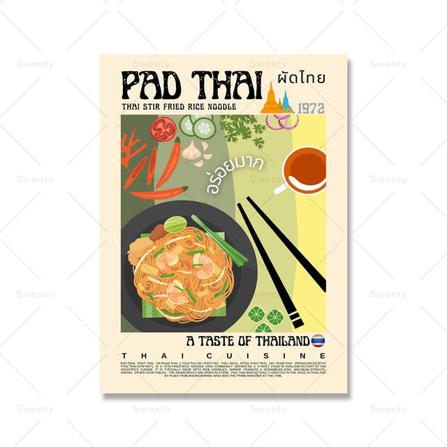 Modern Kitchen Decoration Mexican and Thai Cuisine Poster Taco Beijing Duck Cartoon Oil Painting Retro Bar