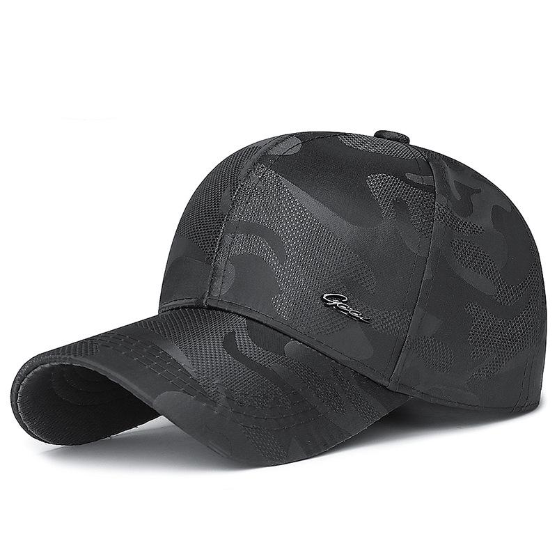 Cross-Border Men's Camouflage Duckbill Cap with Metal Logo - Adjustable Outdoor Sports Sun Protection Cap