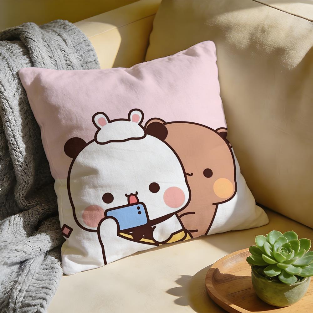Panda BBubu DDudu Cushion Cover Washed Linen Soft Breathable Decorative Case For Sofa Home Pillow Cover