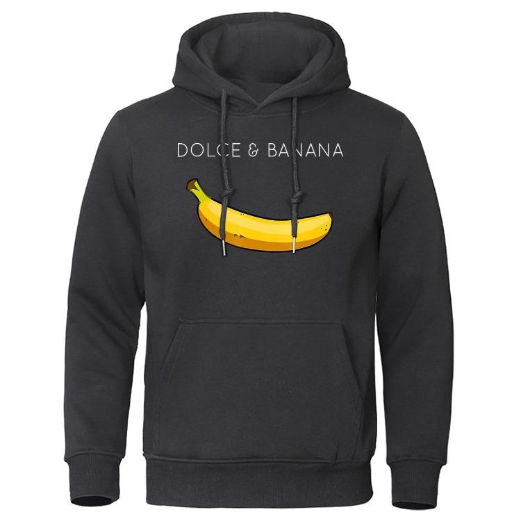 Fashion Women Hoodies Dolce Banana Printing Fleece Sweatshirt Loose Pullover Tops Warm Casual Pocket Sportswear Autumn