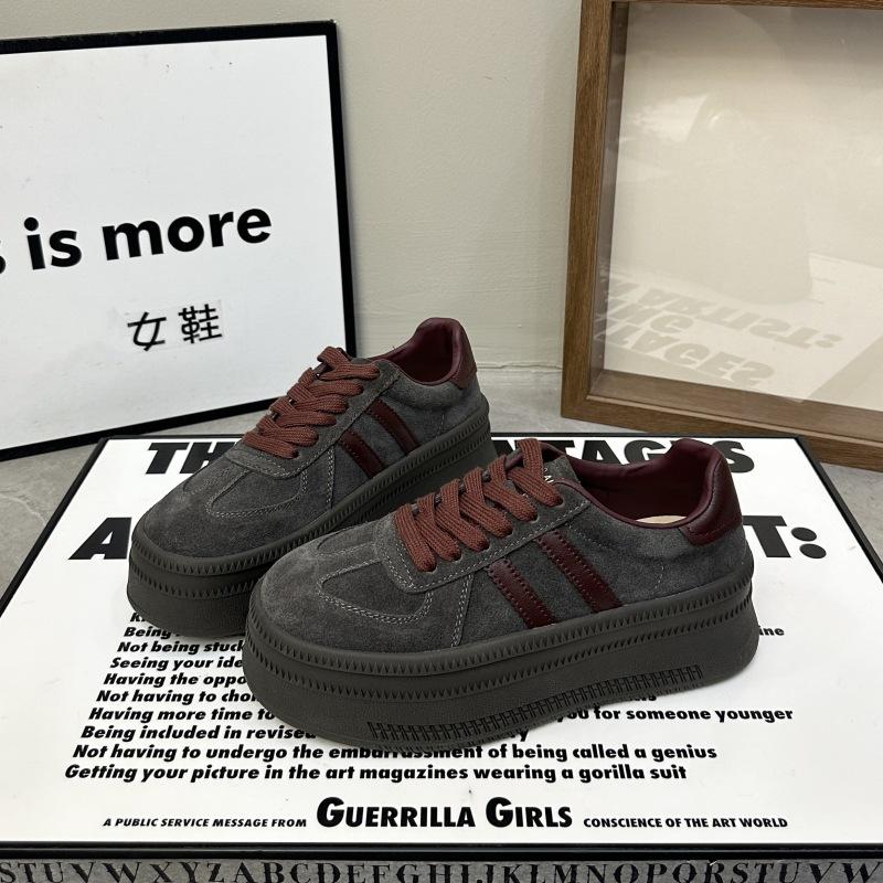 Cowhide version~ retro style platform German training shoes women's autumn 2025 new lace-up muffin shoes versatile casual trendy shoes