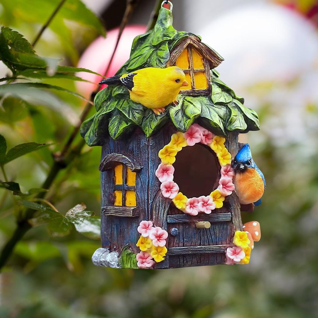 Bird Houses Pet Cottage Distressed Resin Birdhouse For Outside Hanging Garden Patio For Swallow Sparrow