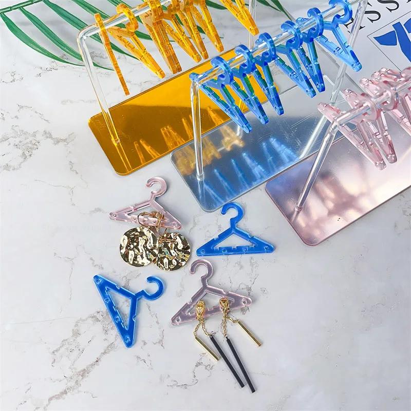 Coat Hanger Shape Acrylic Earrings Display Stand Polymer Clay Soft Pottery Earrings Holders Tabletop Jewelry Display Organizers