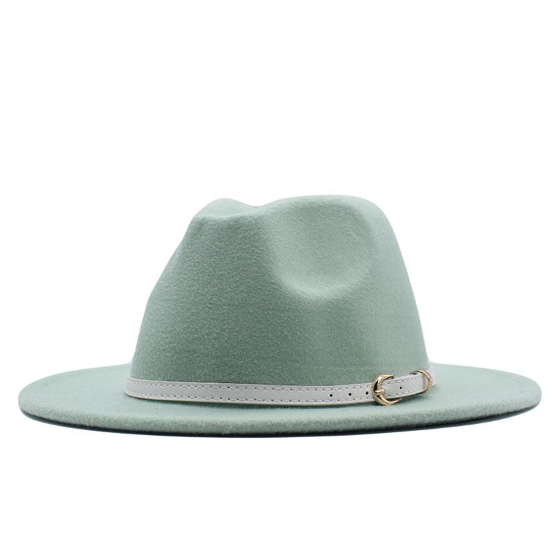 European and American style spring and autumn winter imitation felt big brim hat British retro woolen top hat men's and women's travel Panama jazz hat