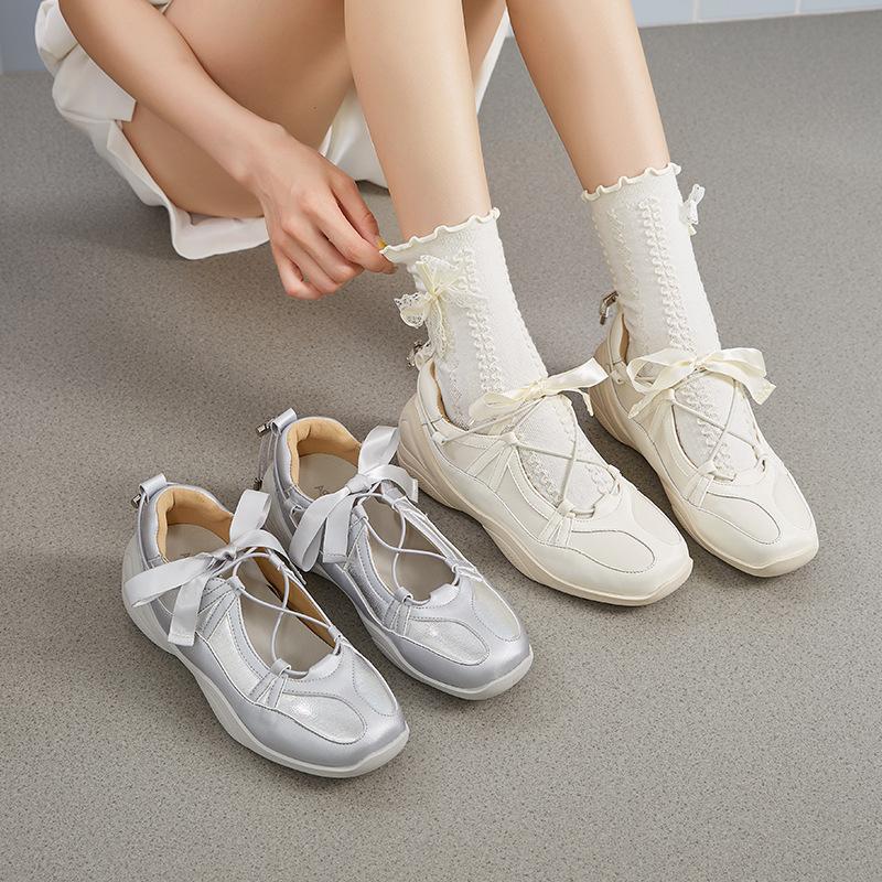 Augustine sports Mary Jane shoes women's 2025 new summer outer wear platform-soled German training single shoes silver casual shoes
