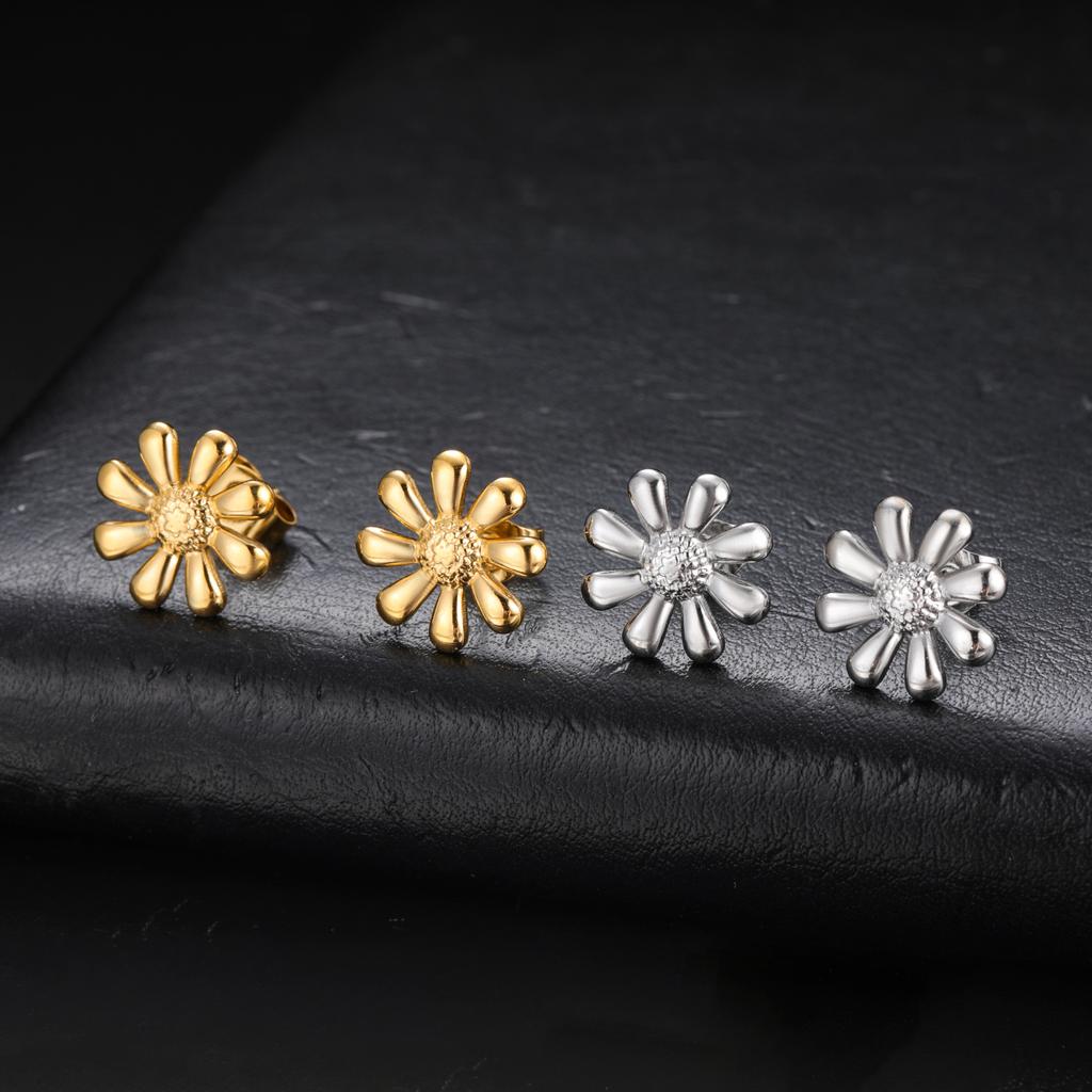 Teamer Small Flower Gold Color Stud Earrings For Women Girls Stainless Steel Fashion Earrings Daily Lucky Jewelry Gift 2026 New