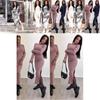 Luxurious Autumn And Winter Women's High Collar Sweater Dress In Solid Color