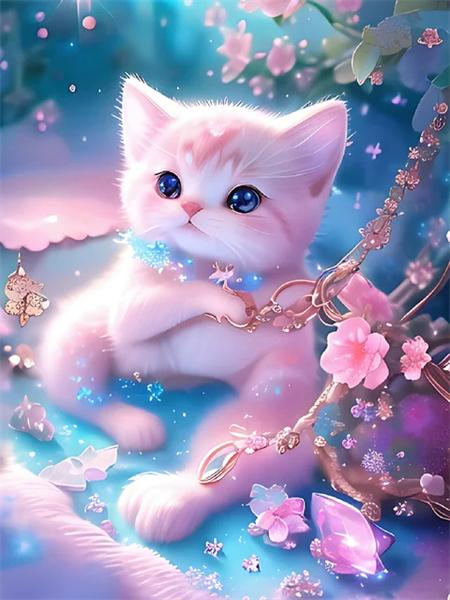 

Алмазная живопись кошка цветок полный квадрат круглая мозаика новые поступления животное домашний декор Full Round 20x30CM