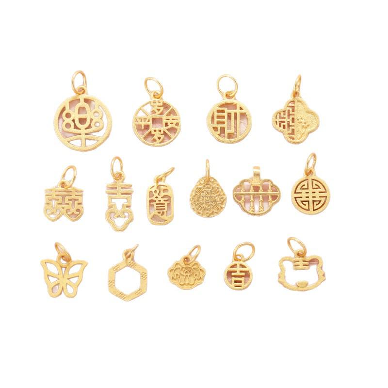 S925 Silver Gold-Plated Butterfly Abacus Pendant with Fu Character for DIY Bracelet & Necklace