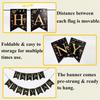 Happy New Year Banner 2026 New Years Eve Party Supplies Black and Gold Party Decorations with Pattern Firework Champagne for Photo Booth Backdrop NYE
