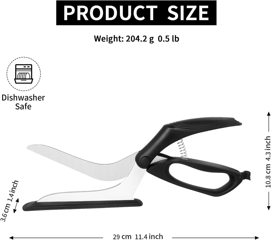 Pizza Scissors, Pizza Cutter Scissors with Firm Base and Comfortable Grip, Food Grade Stainless Steel Blades, Sharp Cutting Blades, Black