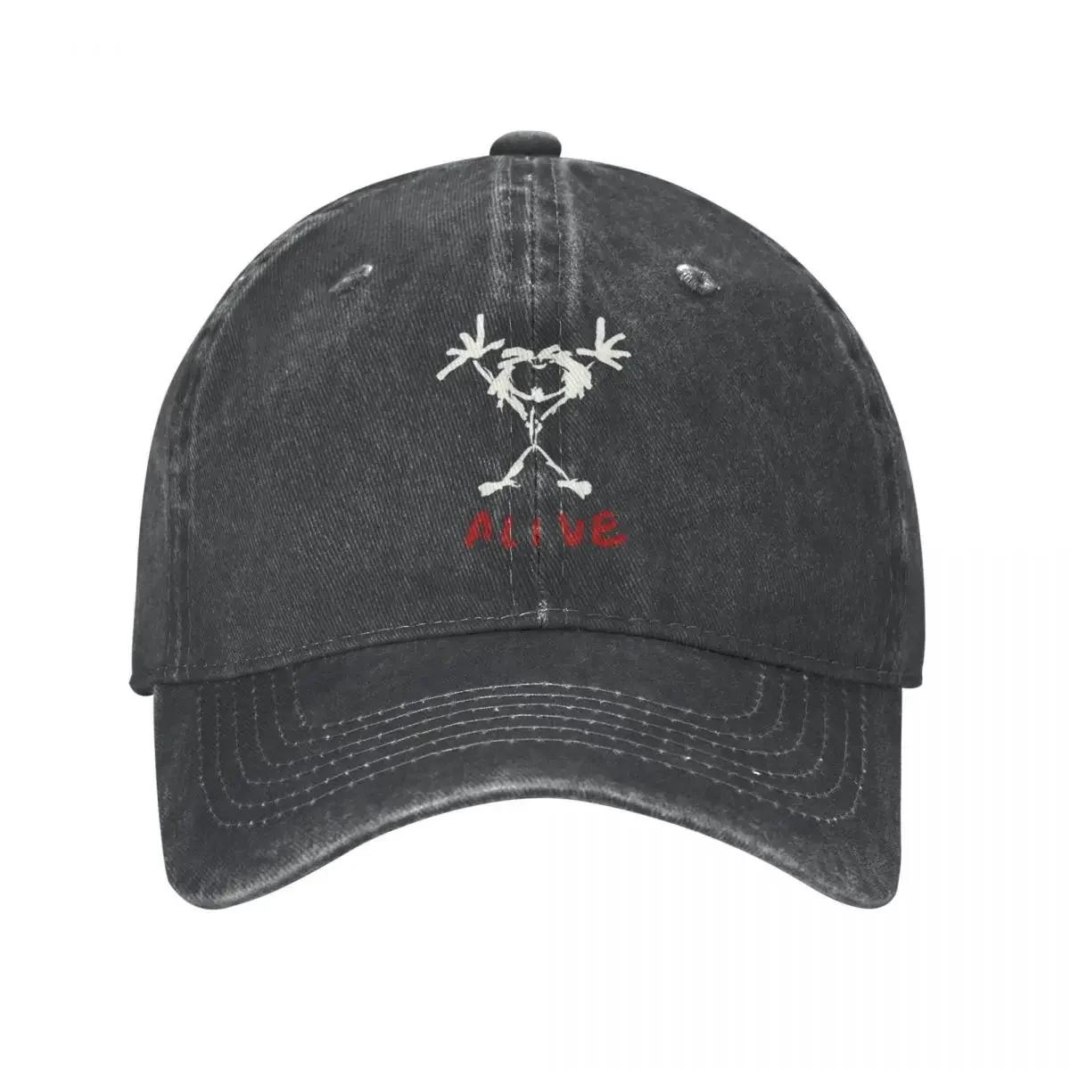 Keep Alive Logo Pearls Jam Baseball Cap Vintage Distressed Denim Washed Heavy Metal Headwear Fashion Unisexs Baseball Cap Adjustable