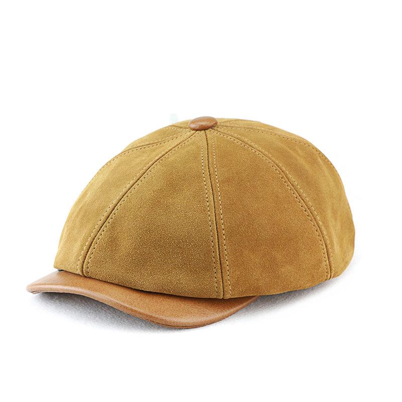 

Unisex Retro Octagonal Newsboy Cap: Suede Cowhide Short Brim Painter Hat XL Adjustable (58-59cm)