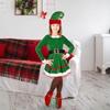 Girls Christmas Elf Dress Costume Elf Cosplay Costume Velvet Dress Suitable for Christmas Party