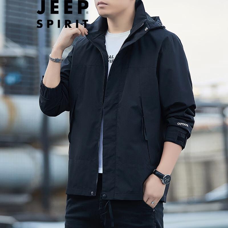 JEEP SPIRIT Men s Windproof Hooded Casual Jacket 3XL