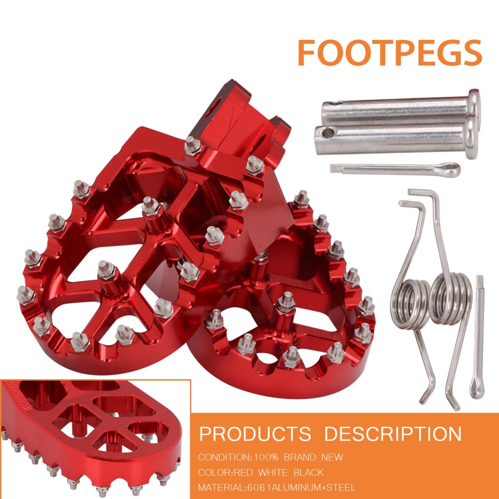 JFG Motorcycle Foot Pegs Step Anti-Slip Aluminum Compatible Car Models CRF125F CRF110F Off-Road Bike Motorcycle Pedal - Black