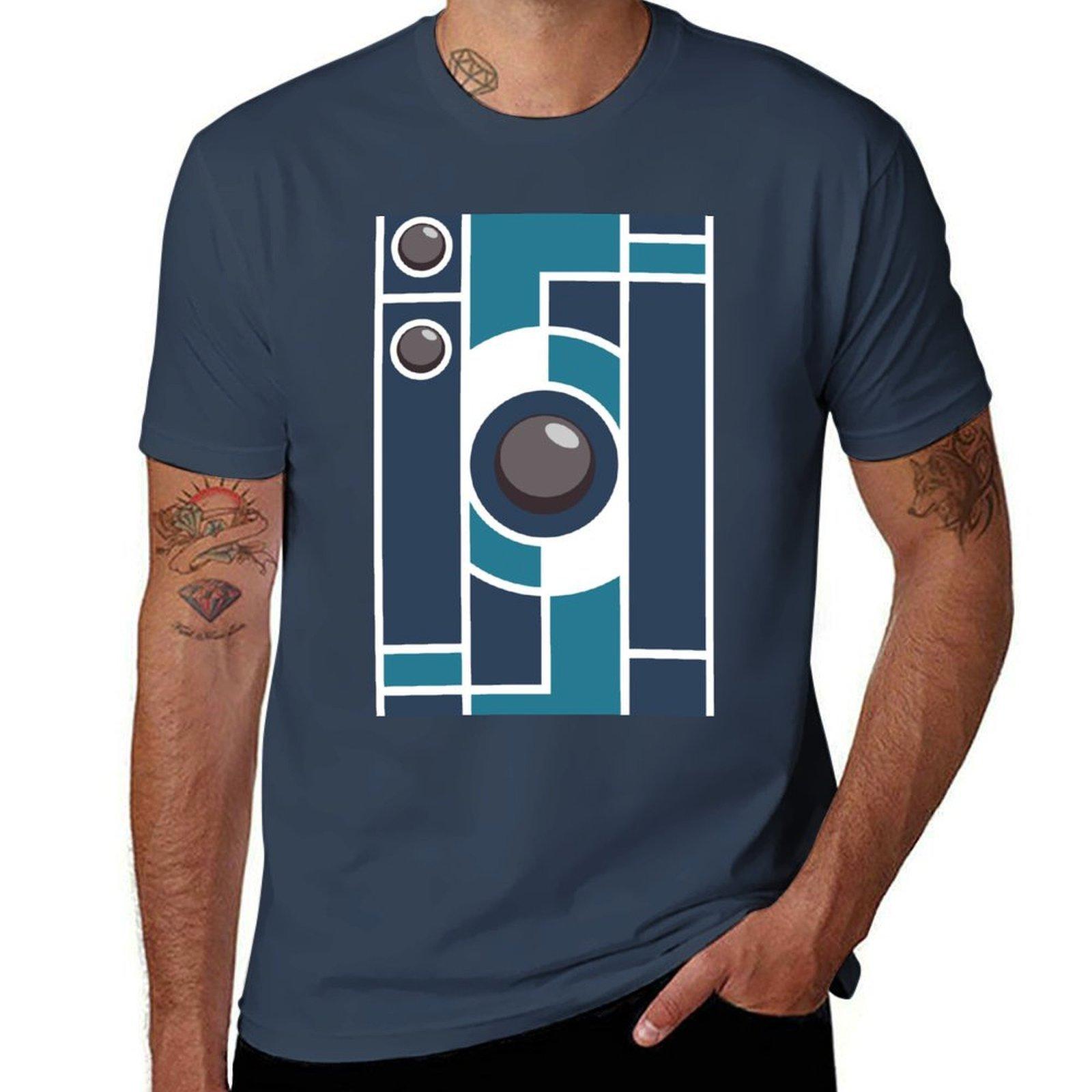 Art Deco Brownie Blue TShirt Utility Casual Work TShirt S