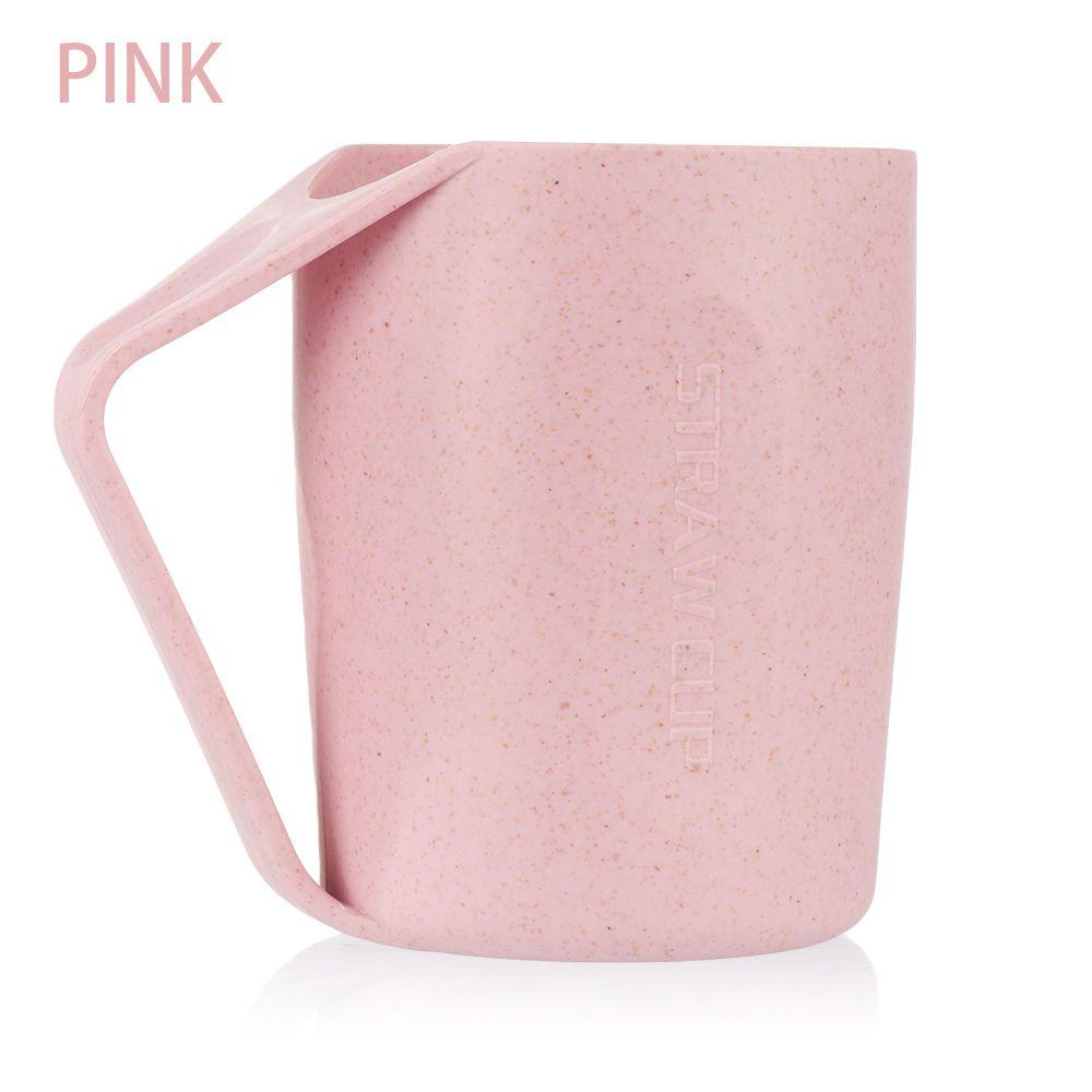 

Eco-Friendly With Handle Toothbrush Plastic Cup Mouthwash Water Mug Wheat Straw Tumblers Mug Cup рожевий