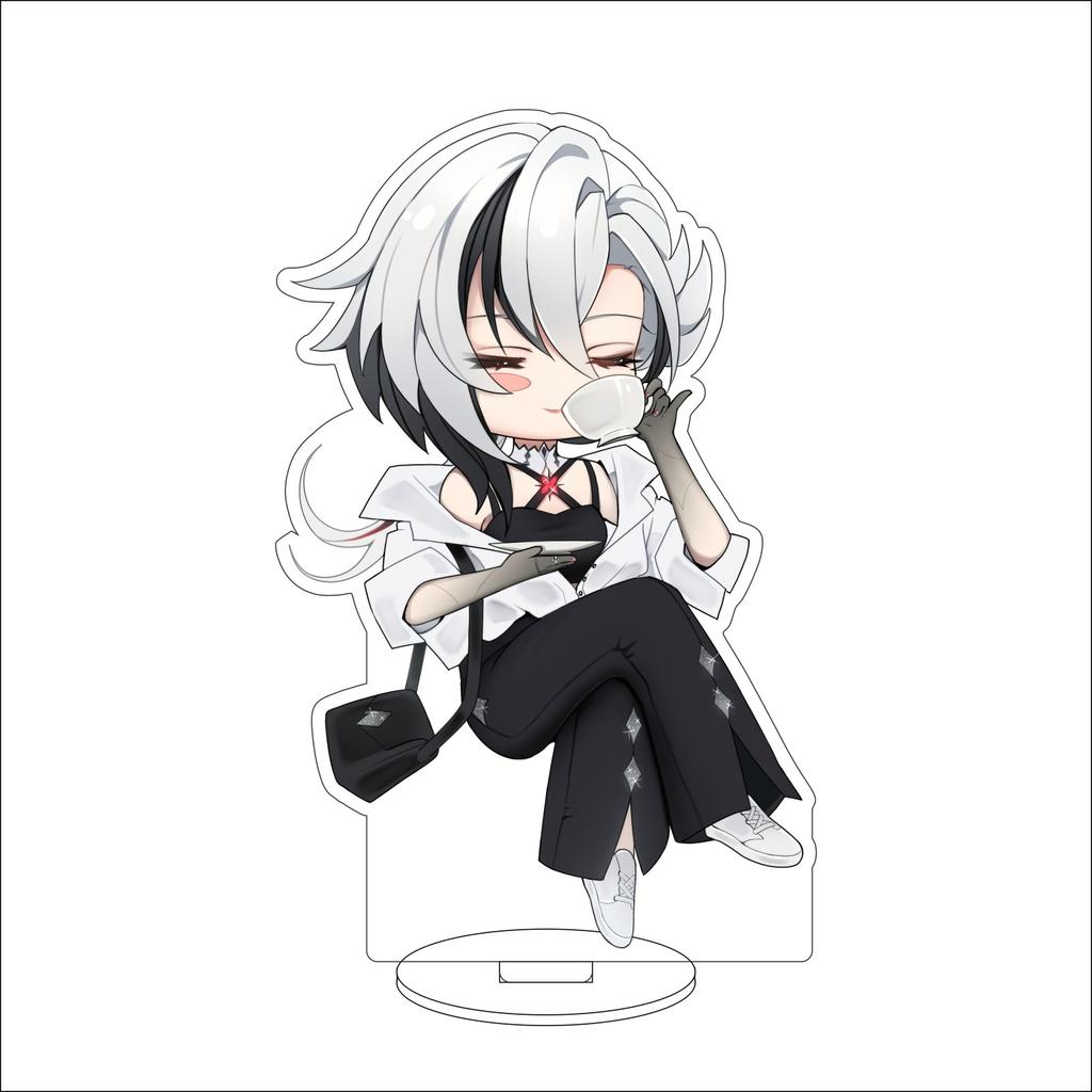 10CM Anime Genshin Impact Figure Stand Model Arlecchino Cute Desk Decor Standing Sign Gifts