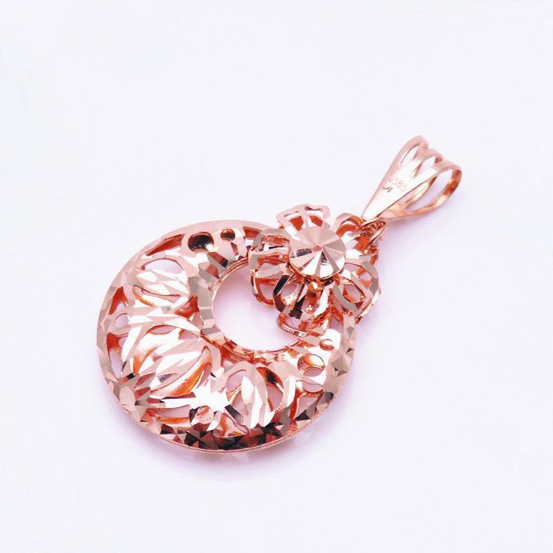 Exquisite Russian Rose Gold-Plated Purple Gold Hollow Flower-Shaped Pendant Temperament Korean Version Fashion Light Luxury Colored Gold Necklace