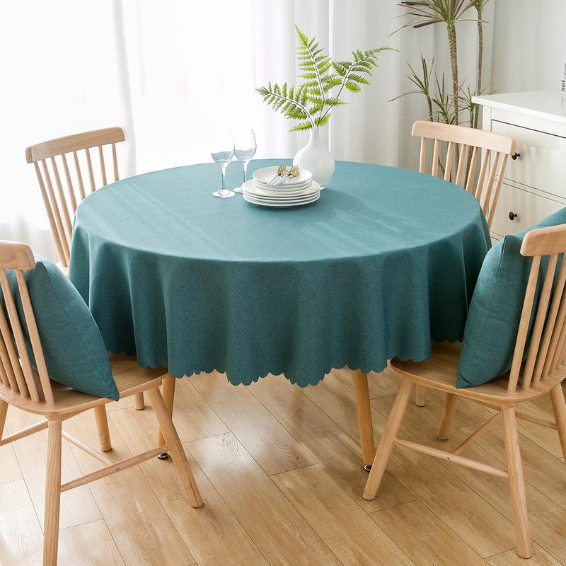 Waterproof Oil-Proof Solid Color Round Tablecloth for Dining, Hotel, and Home