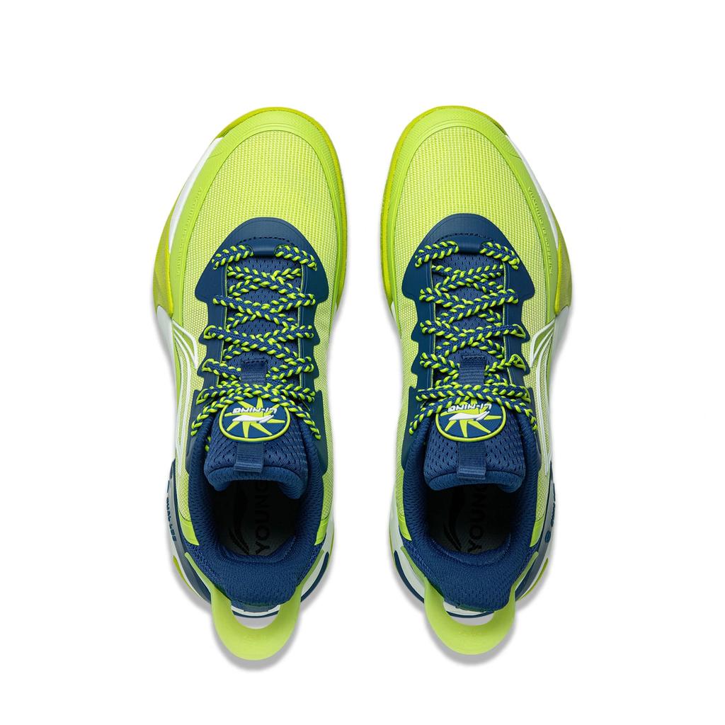Li Ning Kids Wind Shadow 2.0 Basketball Shoes Simple Fashion Versatile Classic Kids basketball shoes Acid-Lime Prussian-Blue YKBU072-27