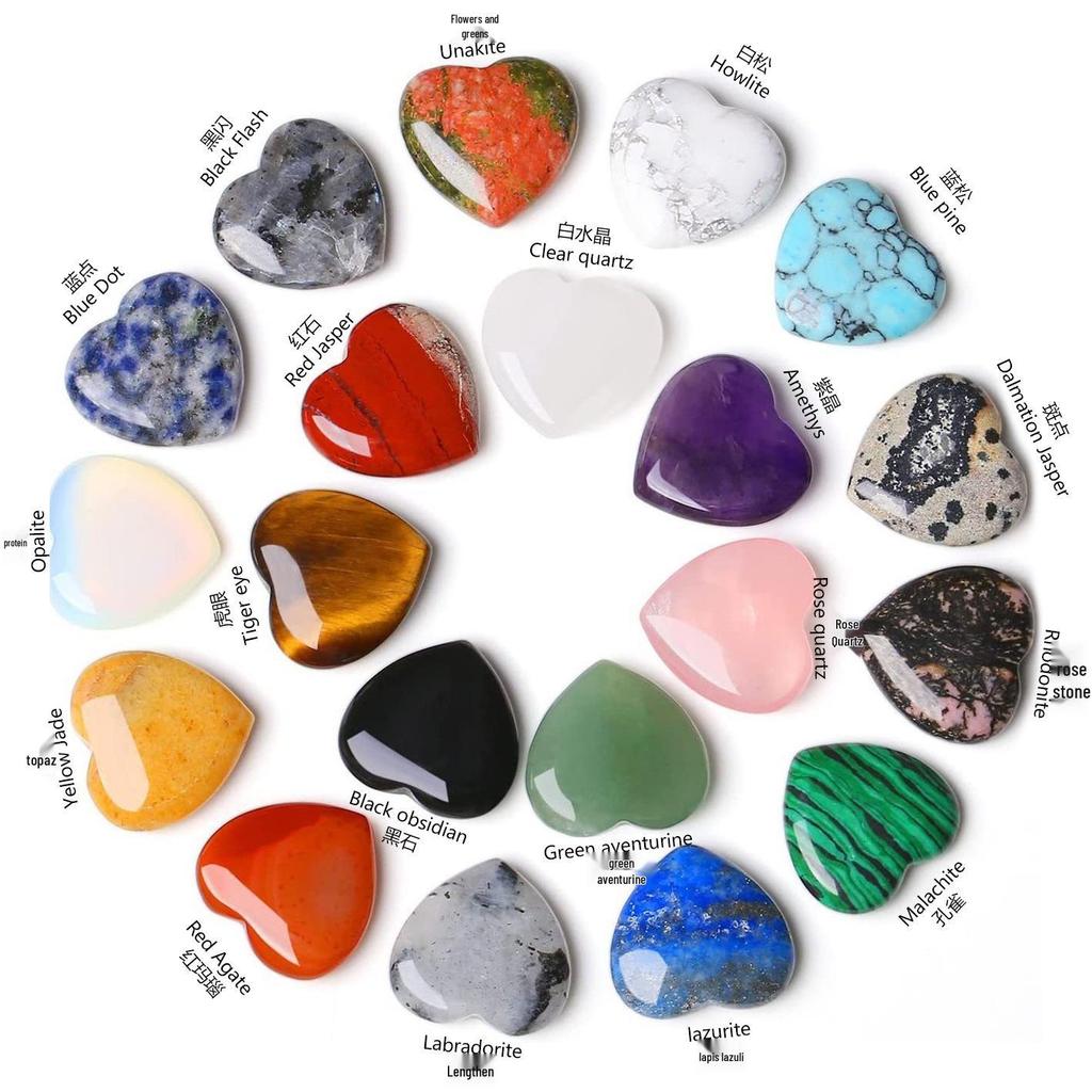 20 Pezzi Ornamento a Forma di Cuore in Pietra di Cristallo Naturale da 20 mm