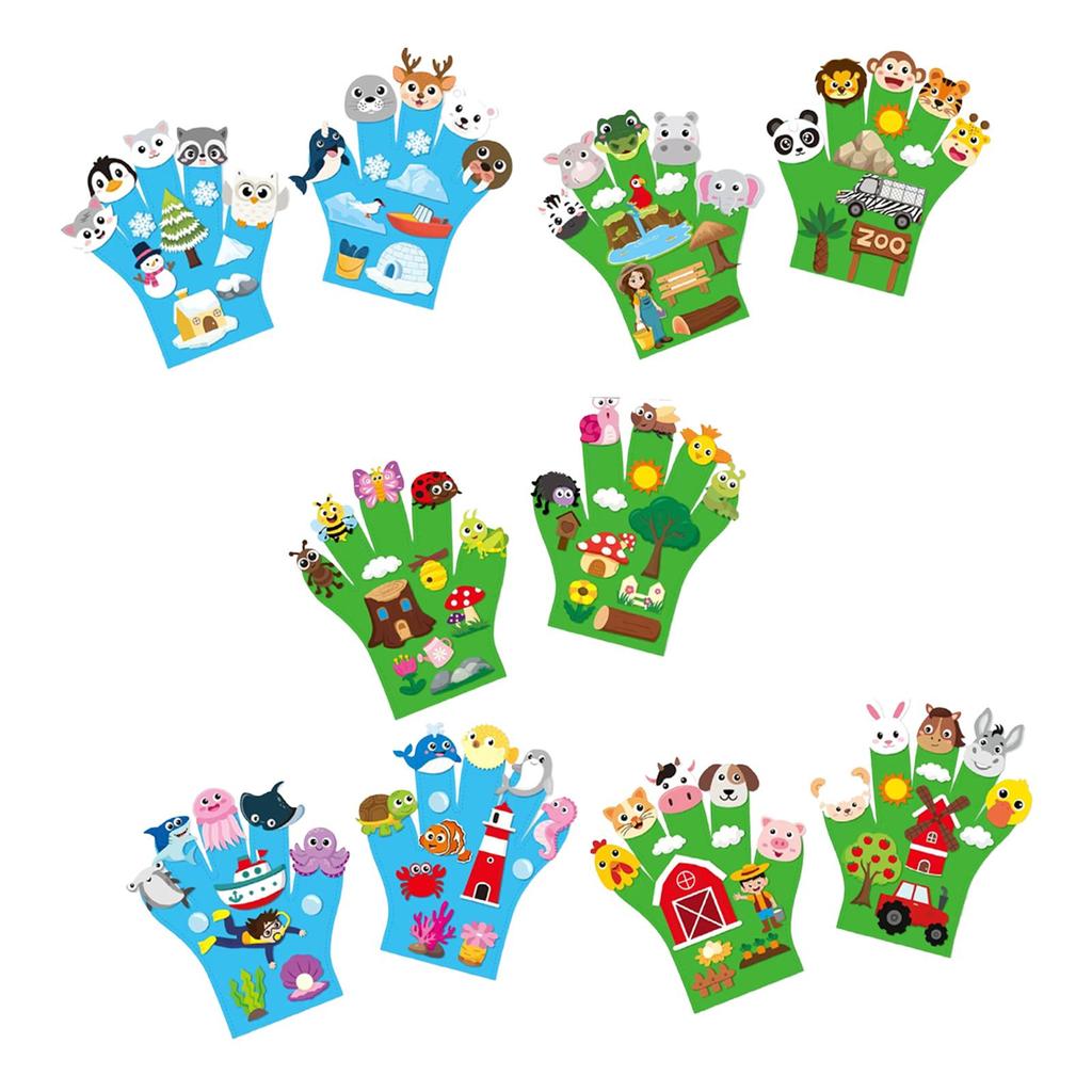 2Pcs Animals Felt Story Finger Puppets DIY Making Kit Education Gift Interactive for Home Classroom Activities Early Learning