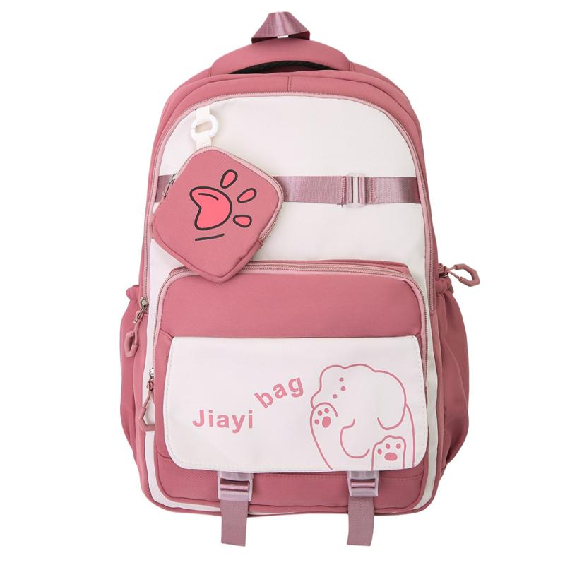 Cartoon Student Schoolbag Color Contrast Large Capacity Backpack with Coin Purse
