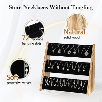 Wood Necklace Display Stand Jewelry Holder Elegant Necklaces Tower Earrings Organizer for Dresser