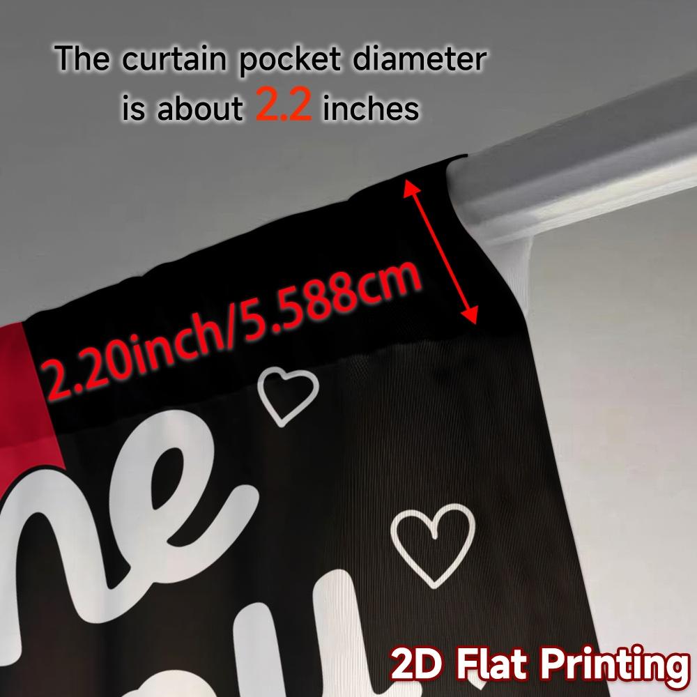 2D Flat Printing  JIT 2pcs   Curtains (Without Rod) Heart Connection Chic Curtains&Window Treatment Semi-Sheer Curtains Home Decor
